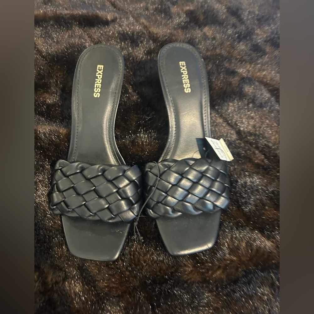 Express Black Woven Strap Slide Sandals | Women’s Size 7 | NWT